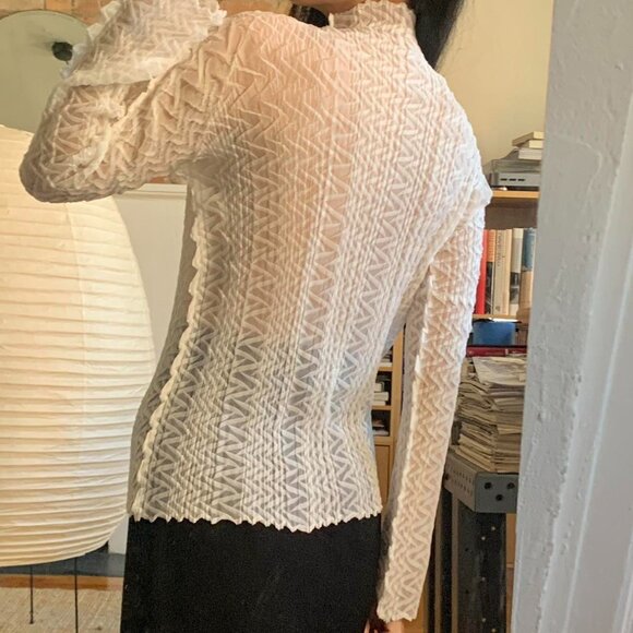 Issey Miyake Fete Chiffon Button Top - Picture 2 of 8